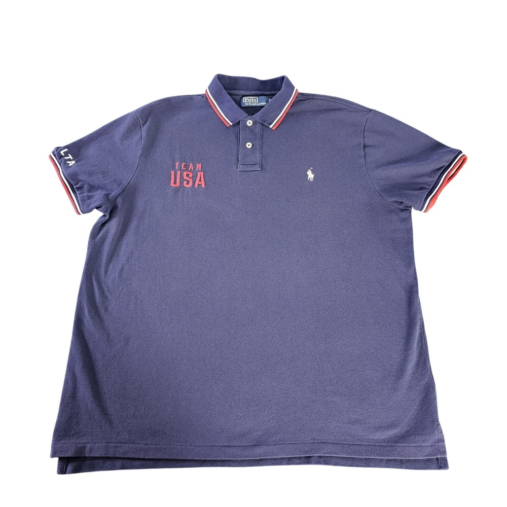 Polo Ralph Lauren Team USA Polo Shirt Men's XL  Blue Slim Fit   *Delta Logo*